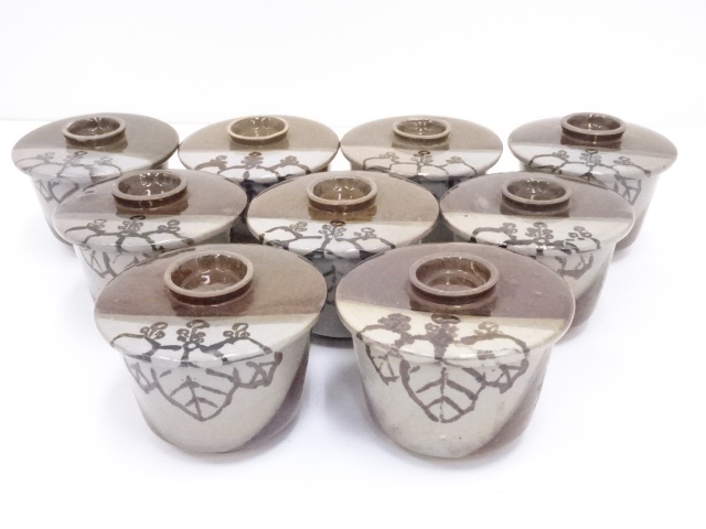 JAPANESE TEA CEREMONY / TEA BOWL SET OF 9 CHAWAN / ARTISAN WORK 